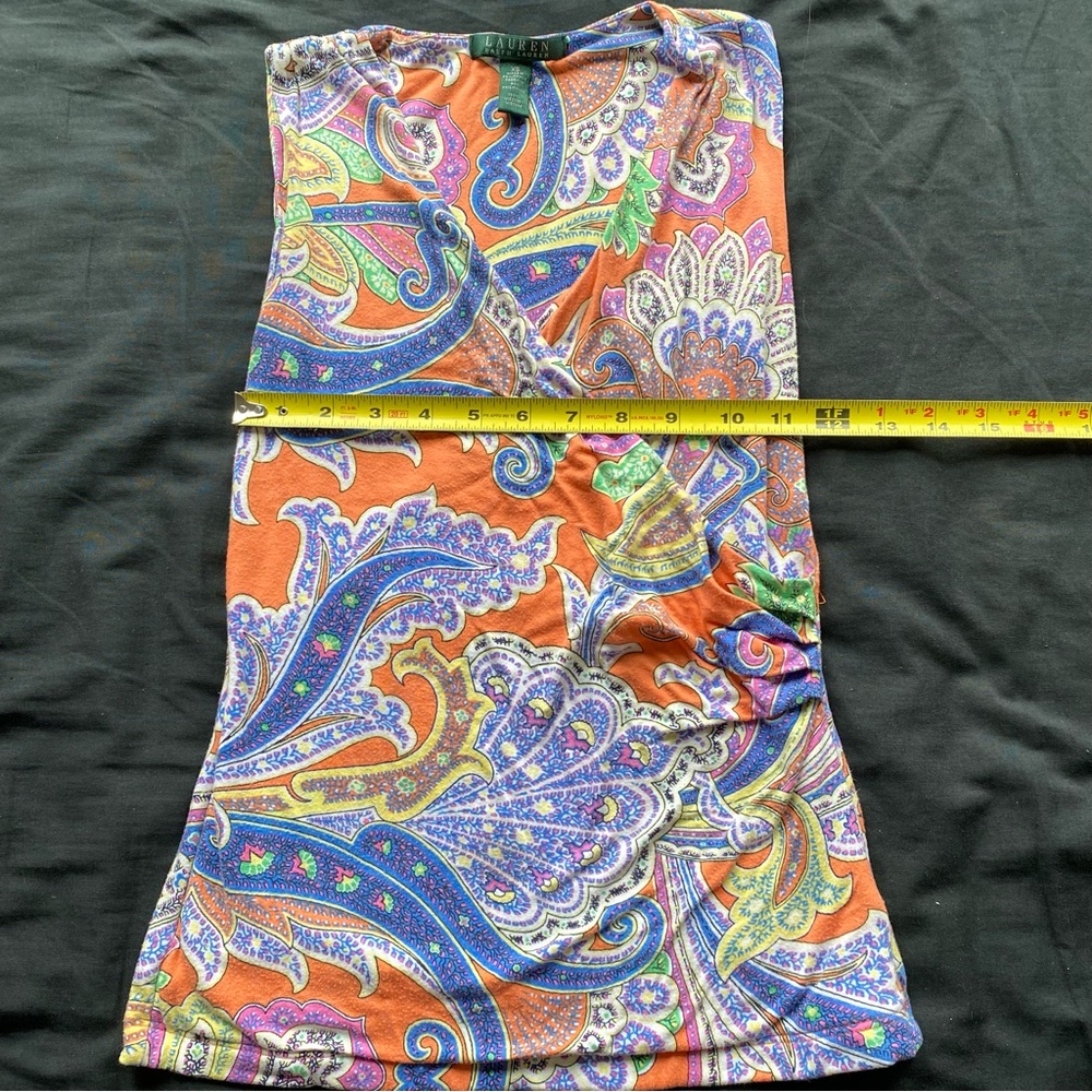 Lauren Ralph Lauren Orange Paisley Sleeveless Tank - Picture 7 of 7